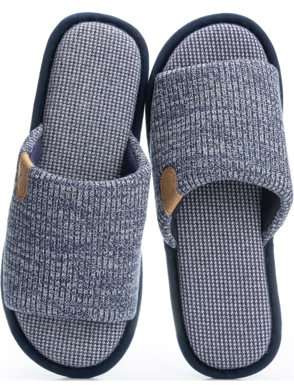 Men's Dark Blue Cozy Memory Foam Slippers Indoor Outdoor Slip On House Shoes